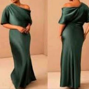Off-Shoulder Satin Column Gown
